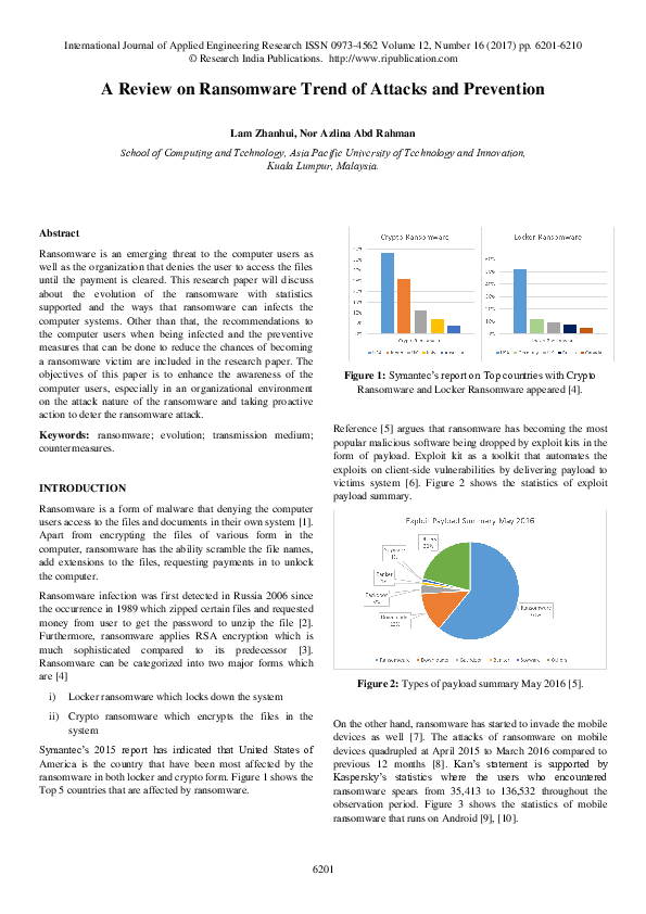 (PDF) A Review on Ransomware Trend of Attacks and Prevention