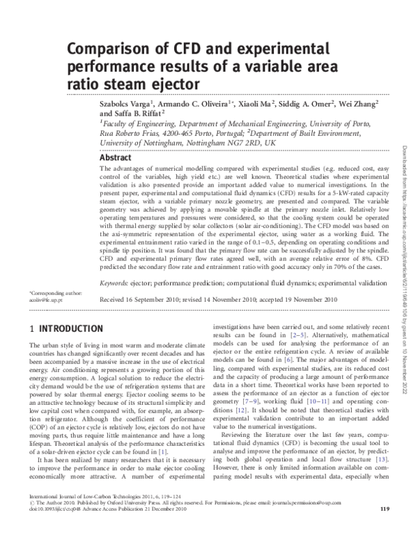 (PDF) Comparison of CFD and experimental performance results of a ...