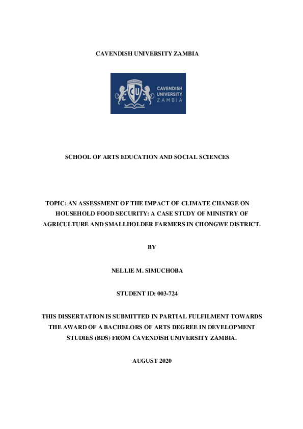 (PDF) An Assessment of the Impact of Climate Change on Household Food ...