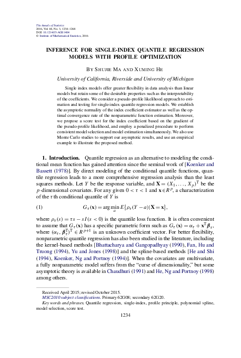 (PDF) Inference for single-index quantile regression models with ...