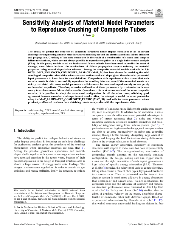 (PDF) Sensitivity Analysis of Material Model Parameters to Reproduce ...