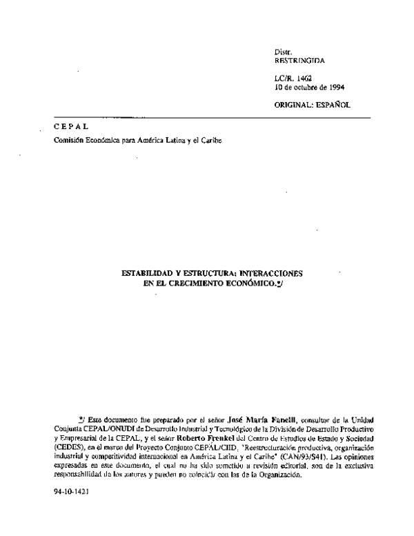 (PDF) Estabilidad y estructura: Interacciones en el crecimiento económico