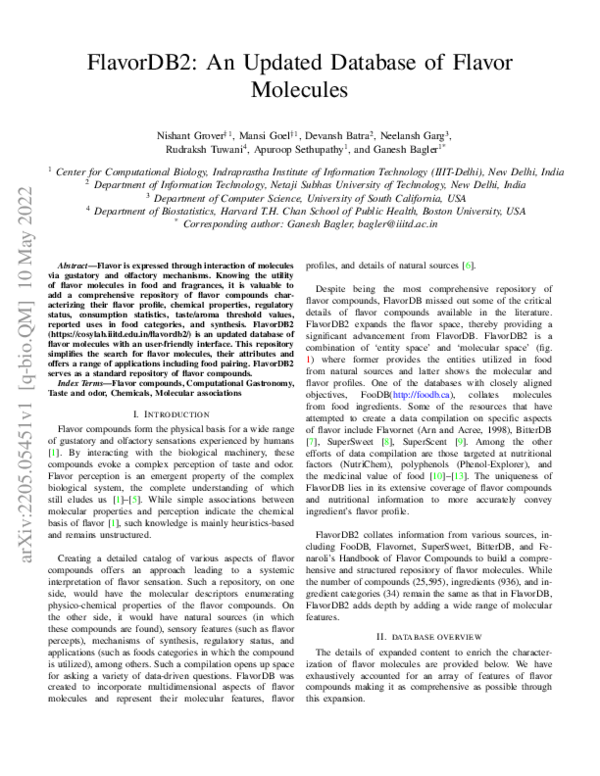  pdf flavordb2 an updated database of flavor molecules