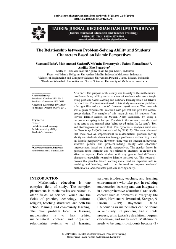 (PDF) The Relationship between Problem-Solving Ability and Students ...