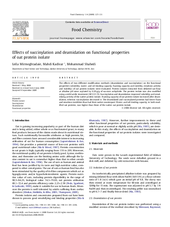 (PDF) Effects of succinylation and deamidation on functional properties ...