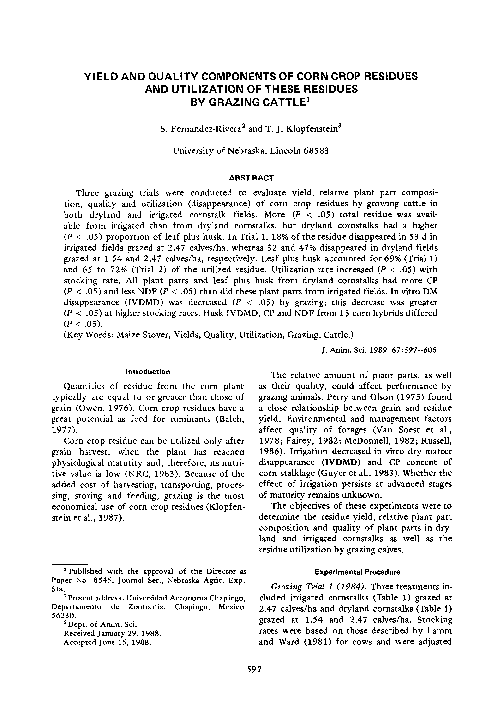 (PDF) Yield and Quality Components of Corn Crop Residues and ...