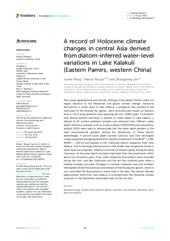 (PDF) A record of Holocene climate changes in central Asia derived from ...