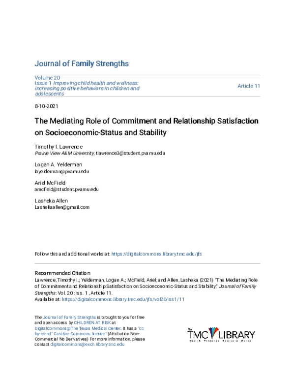 (PDF) The Mediating Role of Commitment and Relationship Satisfaction on ...