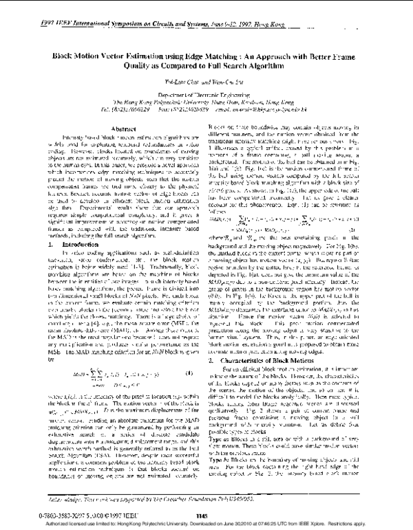 (PDF) Block motion vector estimation using edge matching: an approach ...