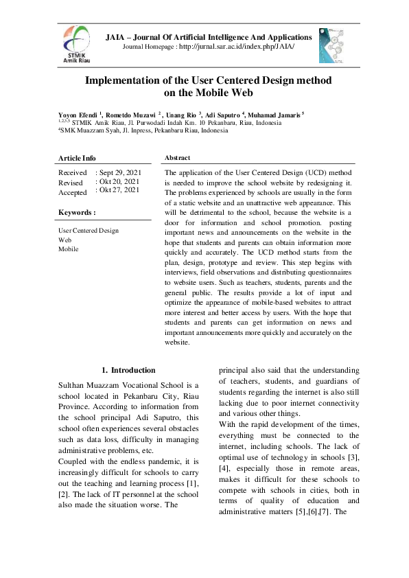 (PDF) Implementation of the User Centered Design method on the Mobile Web