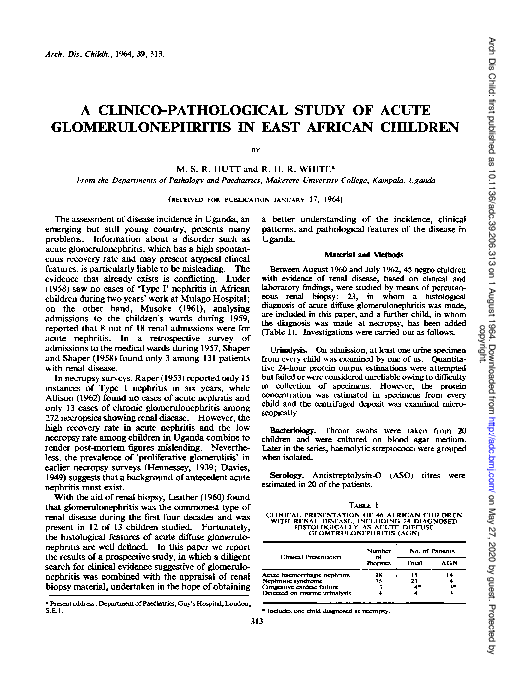 (PDF) A Clinico-pathological Study of Acute Glomerulonephritis in East ...