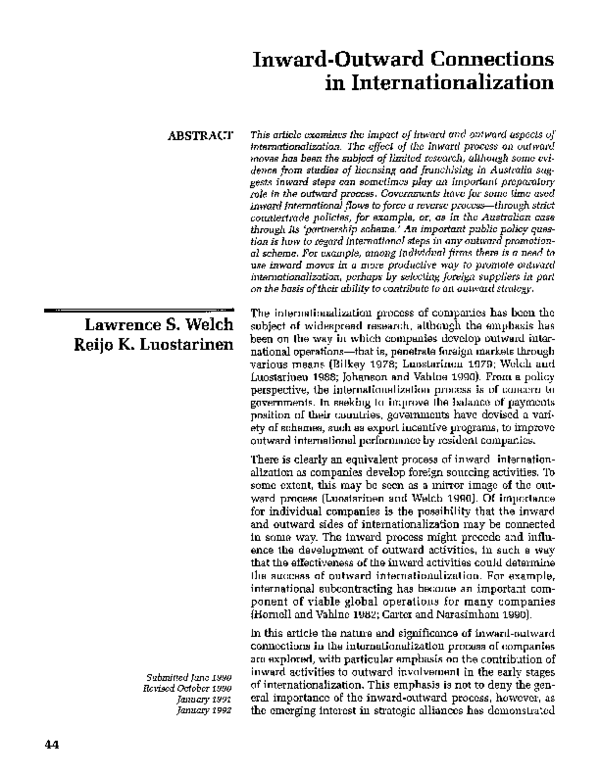 (PDF) Inward-Outward Connections in Internationalization