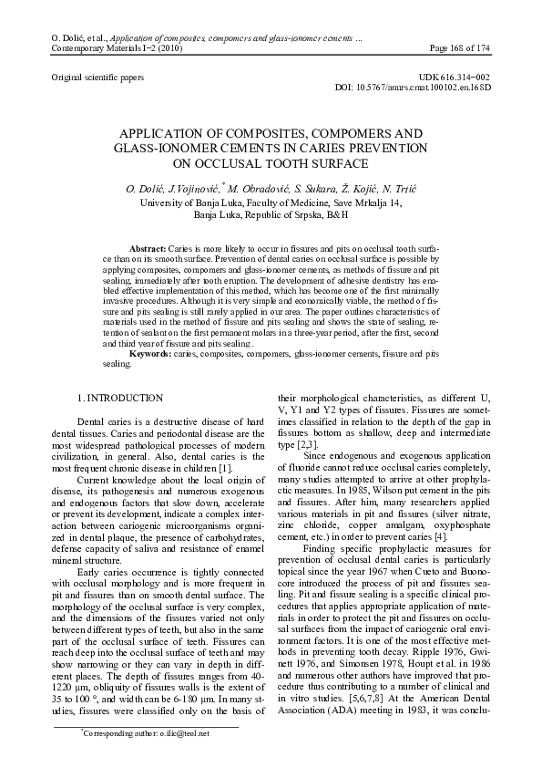 (PDF) Use of Sealants in Preventing Caries on Occlusal Surfaces