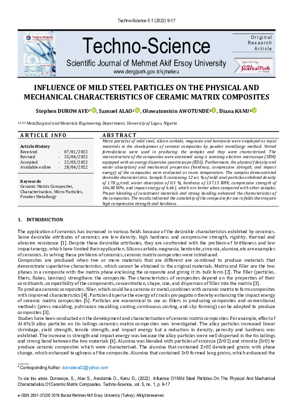 (PDF) Influence of Mild Steel Particles on the Physical and Mechanical ...