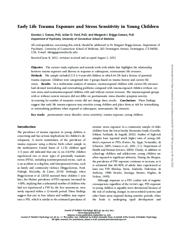 (PDF) Early Life Trauma Exposure and Stress Sensitivity in Young Children