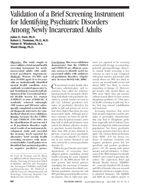 (PDF) Validation of a Brief Screening Instrument for Identifying ...