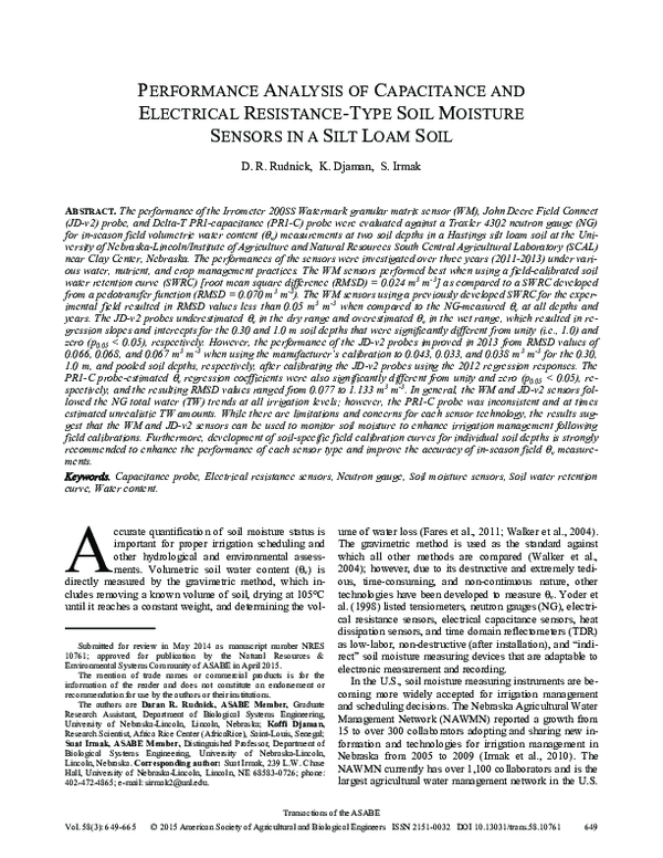 (PDF) Performance Analysis of Capacitance and Electrical Resistance ...