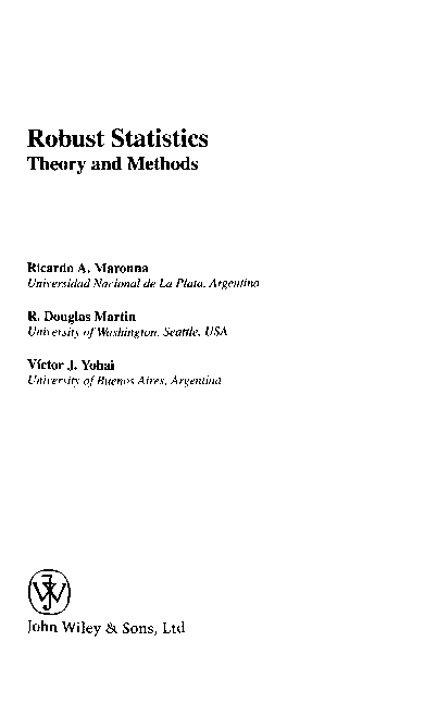 (PDF) Robust Statistics: Theory and Methods