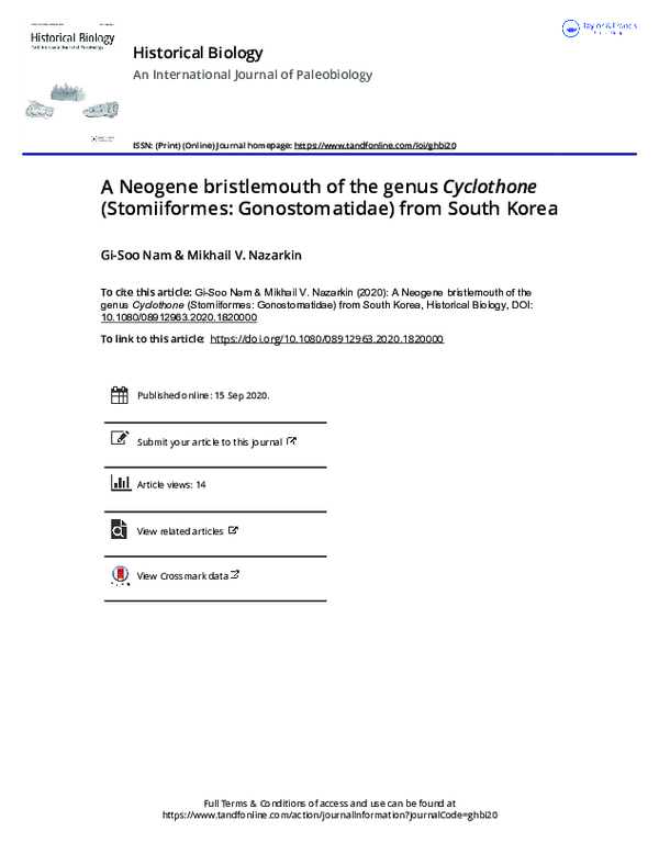 (PDF) A Neogene bristlemouth of the genus Cyclothone (Stomiiformes ...