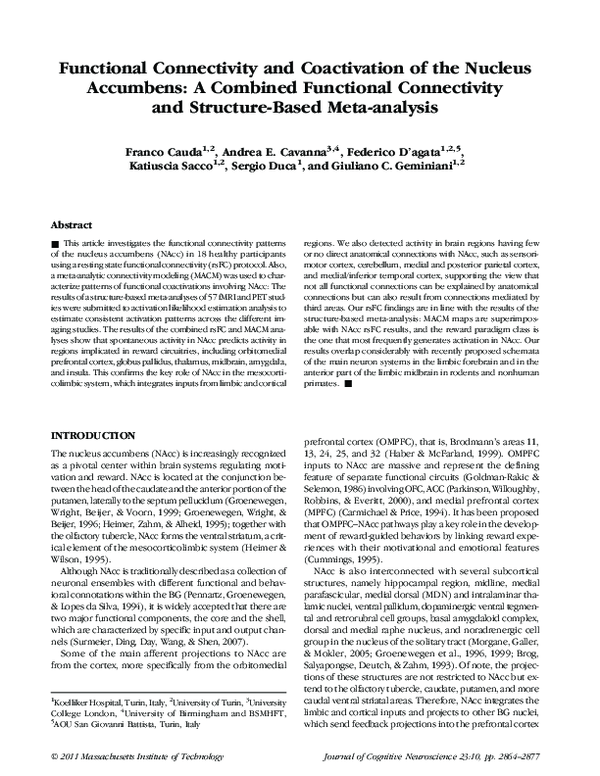 (PDF) Functional Connectivity and Coactivation of the Nucleus Accumbens ...
