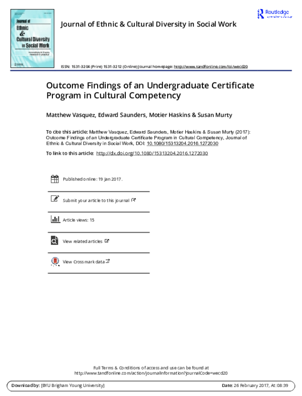 (PDF) Outcome Findings of an Undergraduate Certificate Program in ...