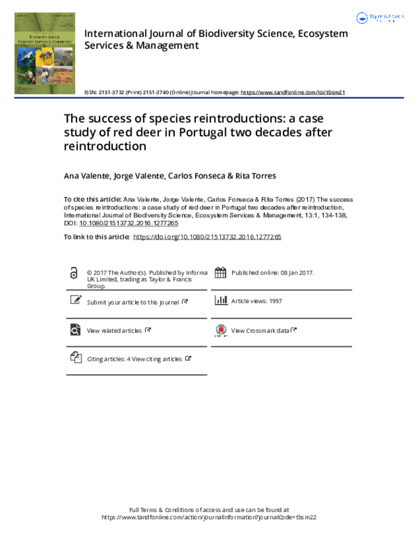 (PDF) The success of species reintroductions: a case study of red deer ...