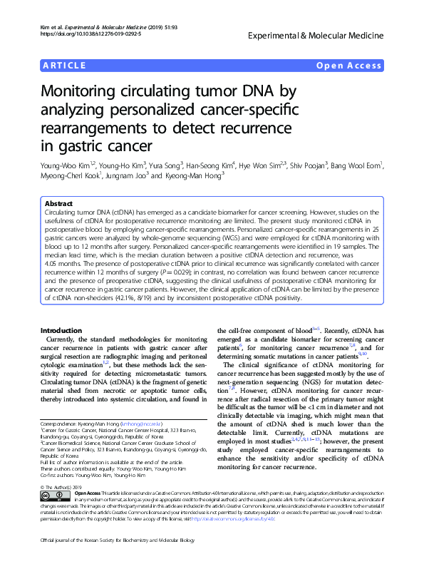 (PDF) Monitoring circulating tumor DNA by analyzing personalized cancer ...