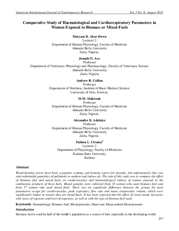 (PDF) Comparative Study of Haematological and Cardiorespiratory ...