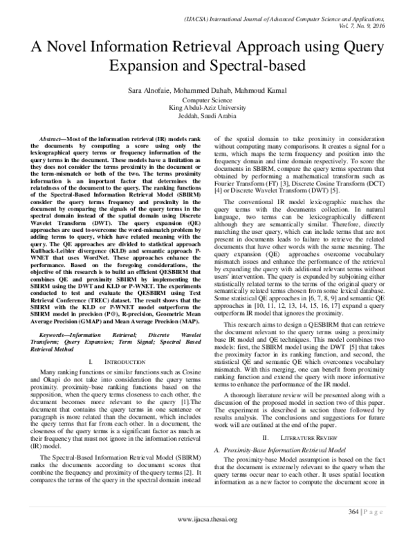 (PDF) A Novel Information Retrieval Approach using Query Expansion and ...