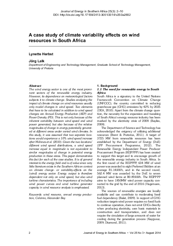 (PDF) A case study of climate variability effects on wind resources in ...