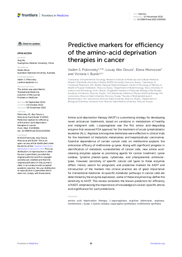 (PDF) Predictive markers for efficiency of the amino-acid deprivation ...