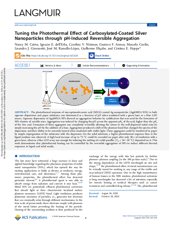 (PDF) Tuning the Photothermal Effect of Carboxylated-Coated Silver ...