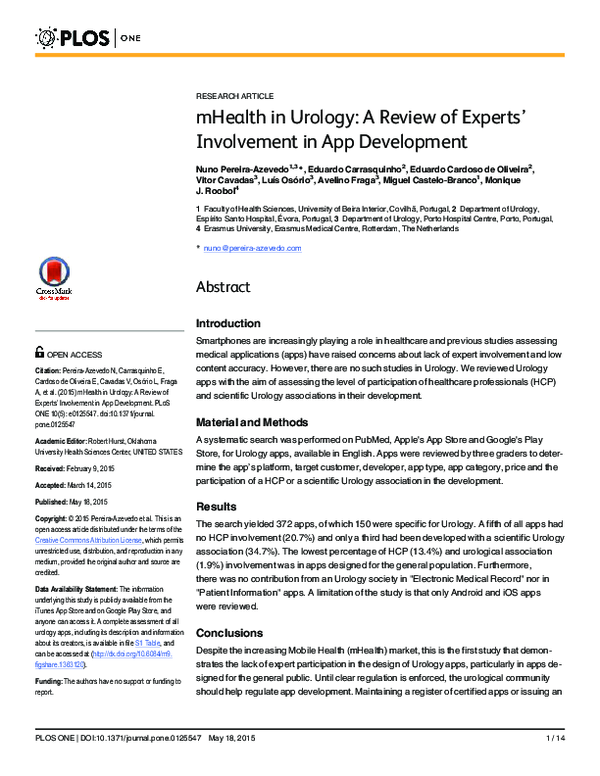 (PDF) mHealth in Urology: A Review of Experts’ Involvement in App ...