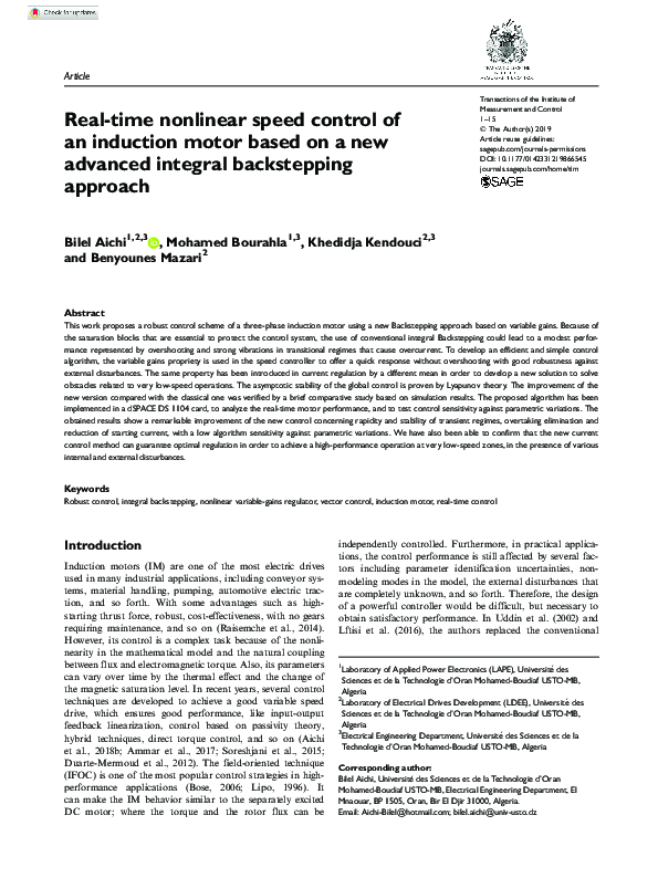 (PDF) Real-time nonlinear speed control of an induction motor based on ...