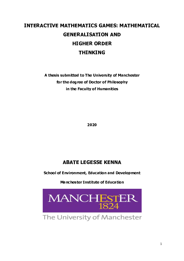 (PDF) Interactive mathematics games : mathematical generalisation and ...