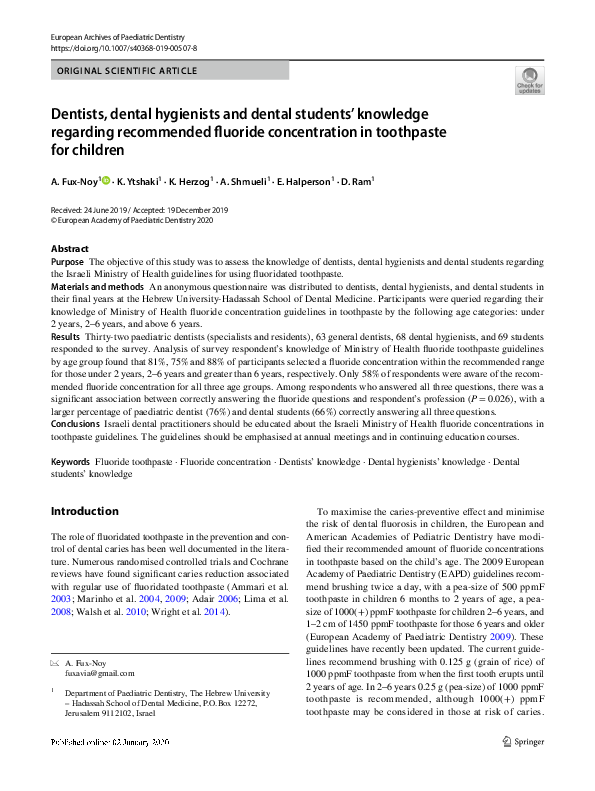 (PDF) Dentists, dental hygienists and dental students’ knowledge ...