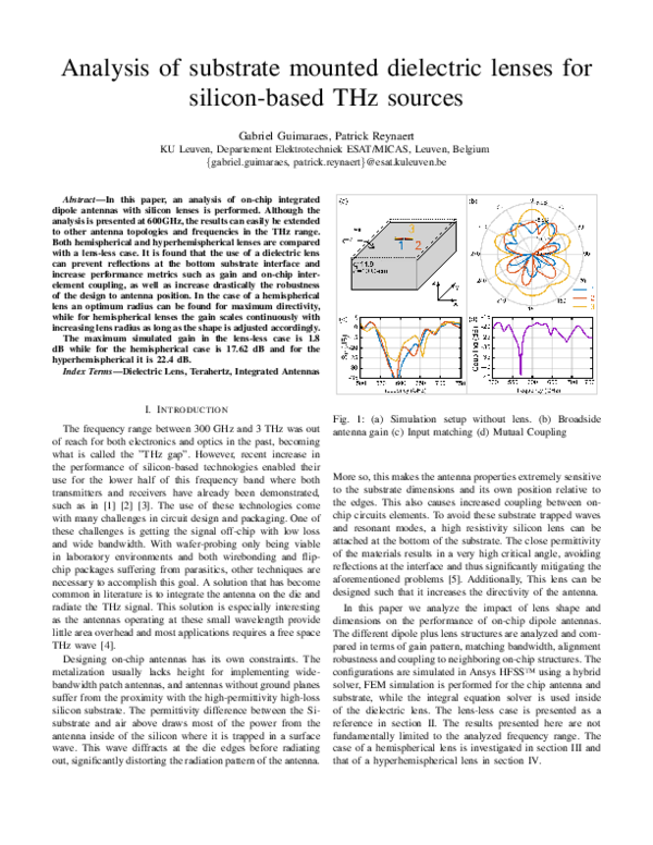 (PDF) Analysis of Substrate Mounted Dielectric Lenses for Silicon-based ...