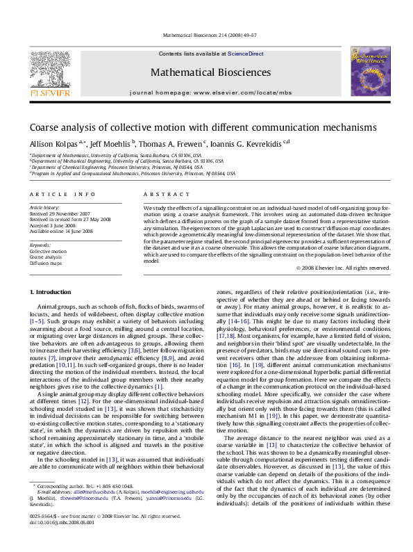 (PDF) Coarse analysis of collective motion with different communication ...