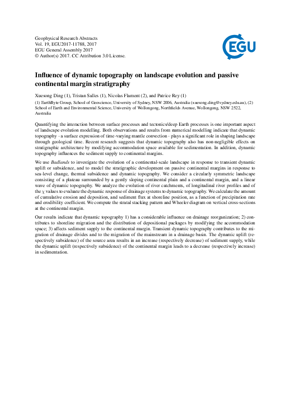 (PDF) Influence of dynamic topography on landscape evolution and ...