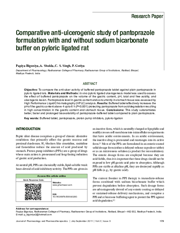 (PDF) Comparative anti-ulcerogenic study of pantoprazole formulation ...