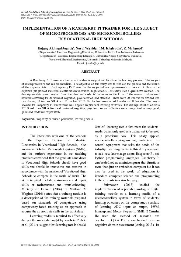 (PDF) Implementation of a Raspberry Pi Trainer for the Subject of ...
