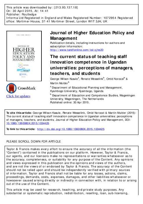 (PDF) The current status of teaching staff innovation competence in ...