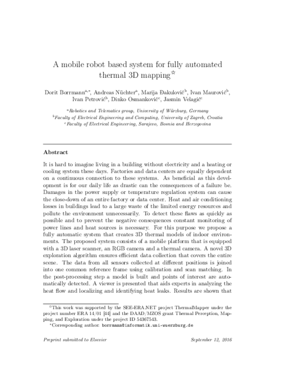 (PDF) A mobile robot based system for fully automated thermal 3D mapping