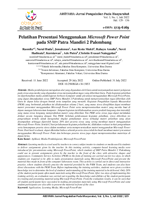 (PDF) Pelatihan presentasi menggunakan Microsoft Power Point pada SMP ...