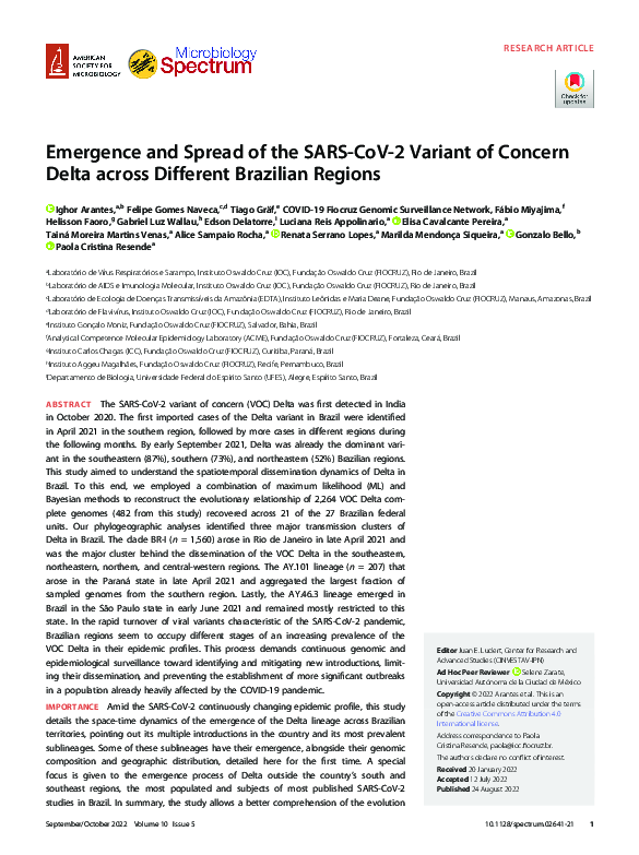 (PDF) Emergence and Spread of the SARS-CoV-2 Variant of Concern Delta ...