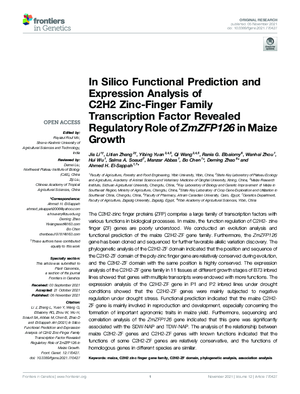 (PDF) In Silico Functional Prediction and Expression Analysis of C2H2 ...