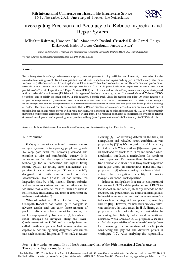 (PDF) Investigating Precision and Accuracy of a Robotic Inspection and ...
