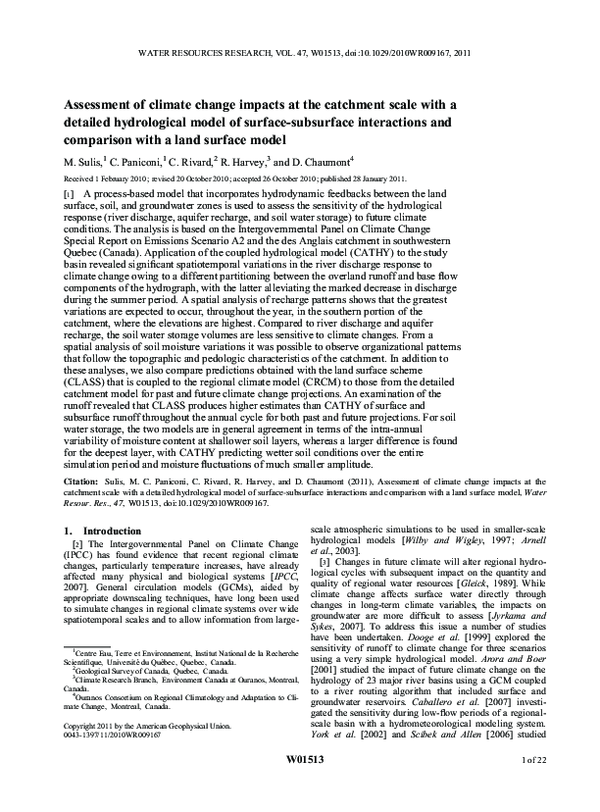 (PDF) Assessment of climate change impacts at the catchment scale with ...