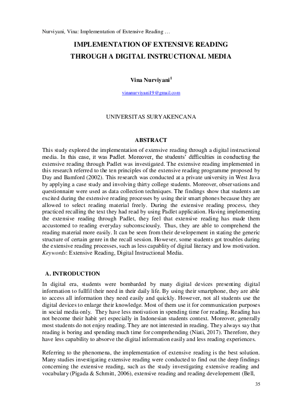 (PDF) Implementation of Extensive Reading Through a Digital ...