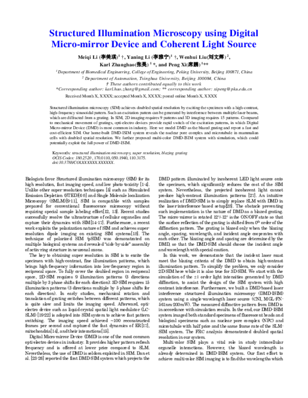 (PDF) Structured illumination microscopy using digital micro-mirror ...